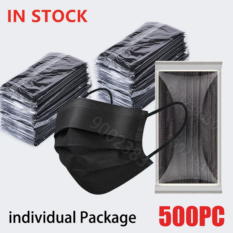 Black Face Mask Pack - 10-500 pezzi maschera per adulti monouso