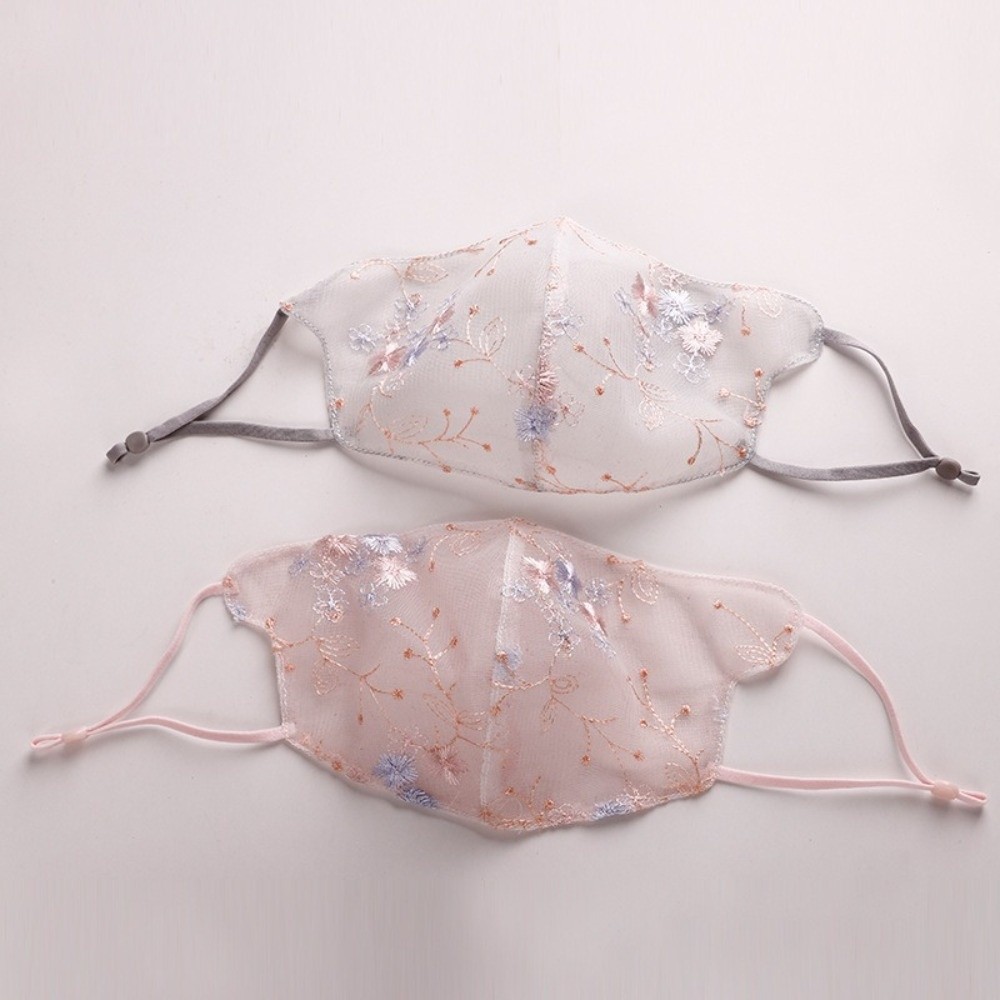Cloth Face Mask Washable - Maschera classica con velo ricamato a