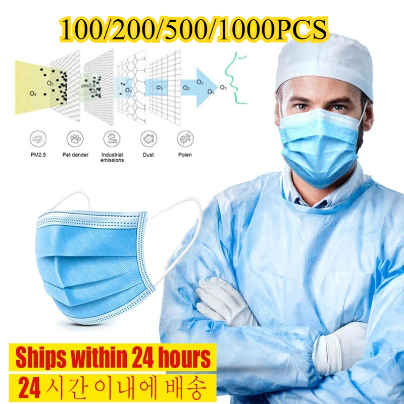 Disposable Mask Blue - Maschera monouso a 3 strati: maschere